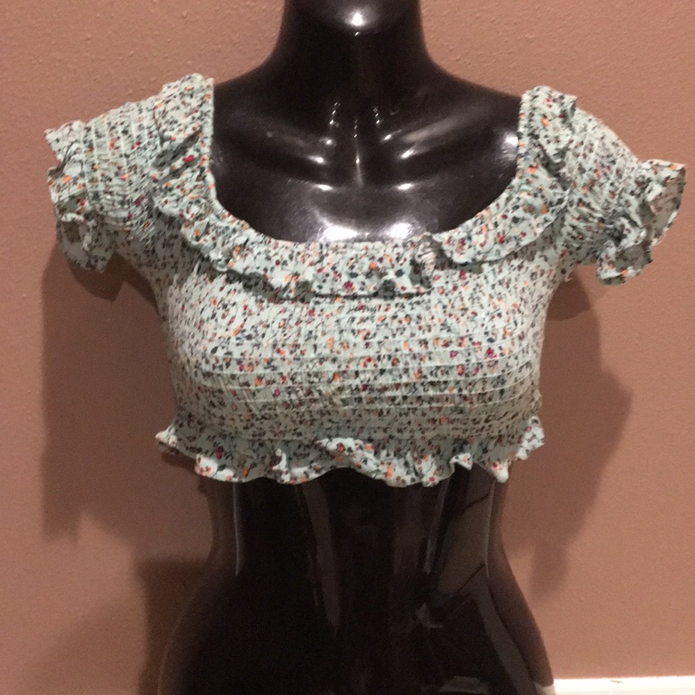 Wild Honey Ruffled Floral Crop Top